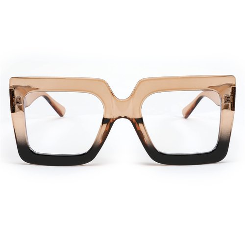 FEISEDY Fashion Oversized Blue Light Glasses for Women Anti Fatigue Thick Square Computer Eyewear B2381