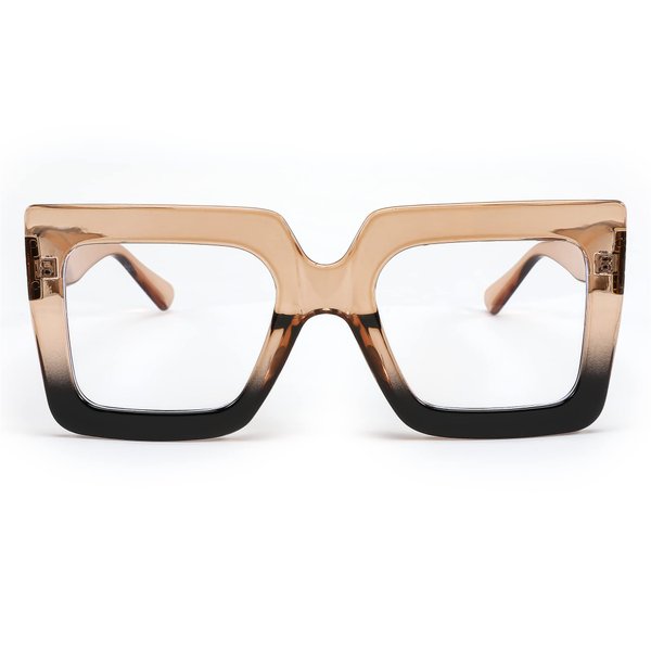 FEISEDY Fashion Oversized Blue Light Glasses for Women Anti Fatigue Thick Square Computer Eyewear B2381