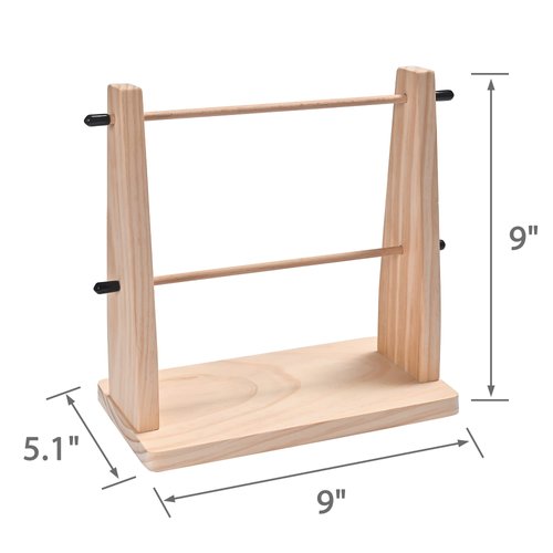 Sparkle Race Wooden Crochet Yarn Holder, Double Revolving Yarn Storage for Crochet Yarn Ball Knitting & Crochet Supplies, Horizontal Wood Yarn Ball Holder with 12 Bamboo Crochet Hooks