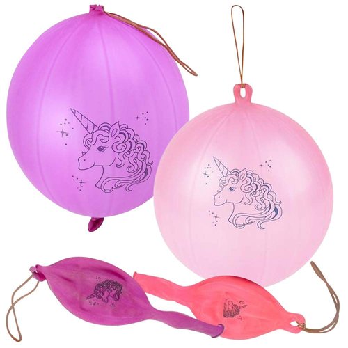 ArtCreativity Unicorn Punch Balls, Set of 12, Durable Balloons with Rubber Bands Attached, Great Unicorn Party Favors and Decorations, Goodie Bag Fillers for Kids in Assorted Fun Colors