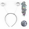 Funcredible Alien Headband and Glitter - Silver Martian Alien Antenna Headband - Space Costume Accessories - Sparkly Holographic Alien Costume