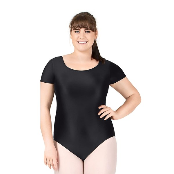 Theatricals Womens Plus Size Short Sleeve Dance Leotard Black 1X D5102W