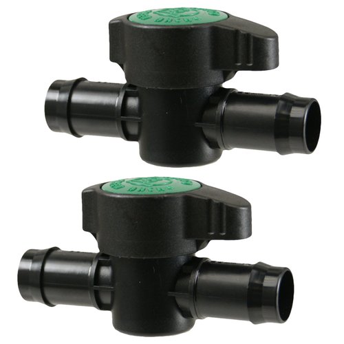 Habitech 2-Pack In-Line Barbed Ball Valve for 3/4 Inch Tubing - Regulate and Shut-Off/On Water Flow