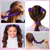 Taiyin 24 Pieces Shiny Metallic Scrunchie Solid Scrunchies Hair Ties Hair Elastics Accessories Elastic Hair Band for Women Girls Gym Dance Cheerleading Softball Volleyball Baseball Team(Purple)