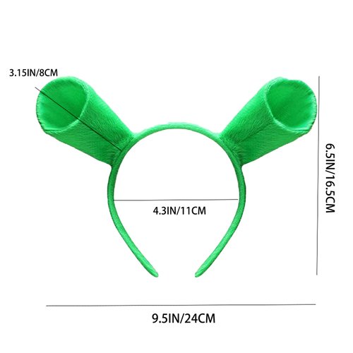 Yssreey Green Ears Headbands Halloween Head Wrap Hair Accessories Cute Hair Band for Adult Kids Halloween Party Celebration Cosplay Decoration (12 Pieces)