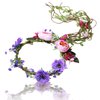 AWAYTR Flower Crown for Women Flower Girl Headpiece Bridal Floral Garland Headbands with Adjustable Vines Hair Wreath Wedding Flower Halo Headband (Purple)