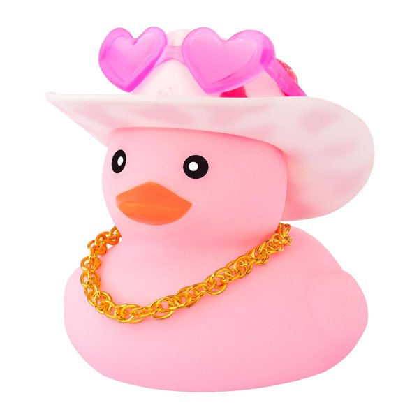 wonuu Pink Rubber Duck with Heart-Shaped Sunglasses Car Ducks Small Duckies with Cowboy Hat, Dot-Pink Dot