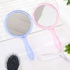 TOPYHL Makeup Hand Mirror, Double-Sided 3X 1x Magnifying Large Travel Handheld Mirror Cosmetic Mirror Acrylic Clear Finish Round Mirror (Blue)