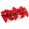 Triple 2" Red Lily Silk Flower Hair Comb