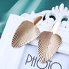 Sttiafay Boho Exaggerated Leaf Drop Earrings Punk Metal Leaf Earrings Long Chunky Leaf Stud Earrings Gold Geometric Statement Earrings Jewelry for Women