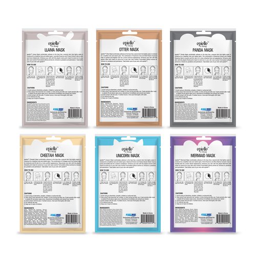 Epielle Character Sheet Masks | Animal Spa Mask, 12-Pack | For All Skin Types | Ideal Spa Gifts, Birthday Party Favors, Girls' Night Out, Skincare Party | Korean Skincare
