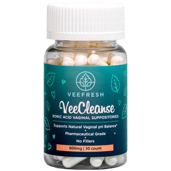 VeeFresh - VeeCleanse Boric Acid Vaginal Suppositories - Vaginal pH Balance Suppositories - Vaginal Odor Control - Feel Fresh, Feminine and Confident