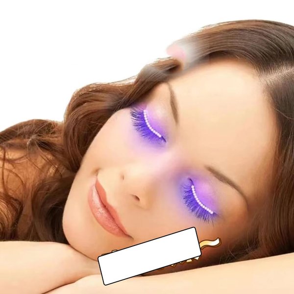 JZSMY LED Luminous Eyelash Lamp with Six Types of Flashing Fake Eyelash Night Lights, False Eyelashes Non Grafting Halloween (1 Pair Purple)