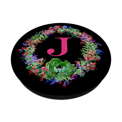 Cell Phone Pop Out Grip Holder,Cute Cactus Monogram Letter J PopSockets Grip and Stand for Phones and Tablets