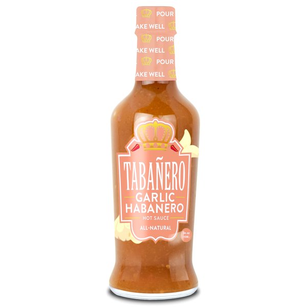 Garlic Habanero Hot Sauce by Tabañero, Gourmet Hot Sauce, Hot Sauce Gifts, All Natural, Gluten Free, Vegan, Kosher, Made in the USA, 5 oz. Bottle