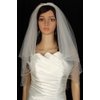 Bridal Veil White 2 Tiers Elbow Length Edge With Crystal Beads And Seed Beads