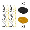 Tifeson Happy New Year Decorations 2025 Hanging Swirls - 36 Pcs Happy New Year Hanging Decorations Indoor - New Year's Eve Party Decorations Supplies 2025 for Home Office Ceiling (Black and Gold)