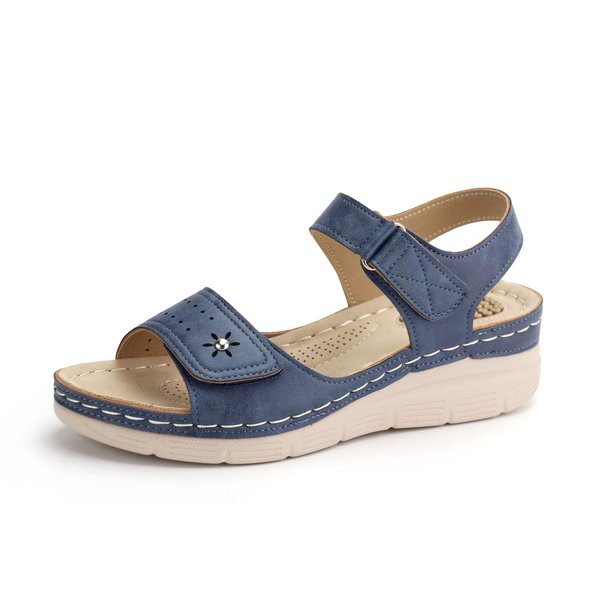 JABASIC Women Comfortable Sandals Orthotic Walking Sandals Orthopedic Arch Support Sandals (7,Navy)