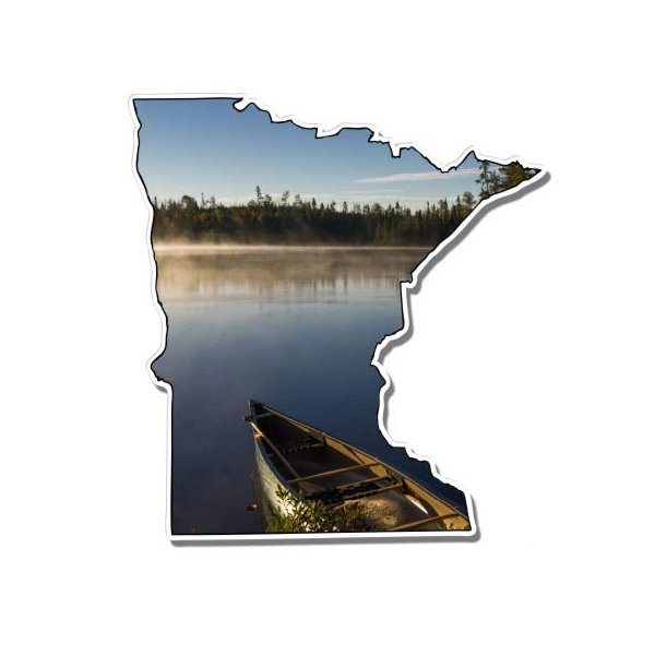 Minnesota Peaceful Lake Canoe - 8" Vinyl Sticker - for Car Laptop I-Pad - Waterproof Decal