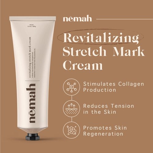 Revitalizing Stretch Mark Cream, Ultra-Hydrating Stretch Mark Cream for Pregnancy, Postpartum and Pregnancy Essentials, Vegan Cream with Vanistryl, Shea Butter, and Macadamia Oil, 100 g - Nemah