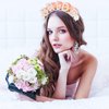 AMCAMI Bride Headband Bachelorette Party Decorations Bride To Be Headband with Pearls Pink Rose Headband Bridal Headband for Women Bride To Be Decorations Bridal Headpiece
