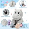 HyDren 5 Pieces Hippo Plush Toys Set Mom Hippo Stuffed Animals with 4 Small Hippo Plushies in Her Tummy Soft Cute Birthday Gifts Operation Christmas Bulk Items for Boys Girls Hippo Lovers