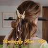Jeairts Butterfly Hair Clip Gold Pearl Claw Clips Tassel Headpiece Stylish Hair Accessories for Women