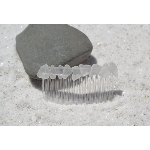 Frosted White Sea Glass Hair Comb