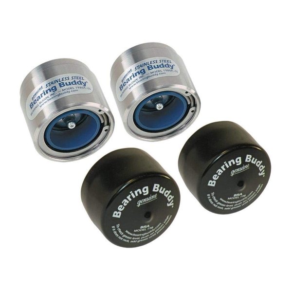 Bearing Buddy Stainless Steel Bearing Protectors (1.980" Diameter) with Auto Check With Bras - Pair