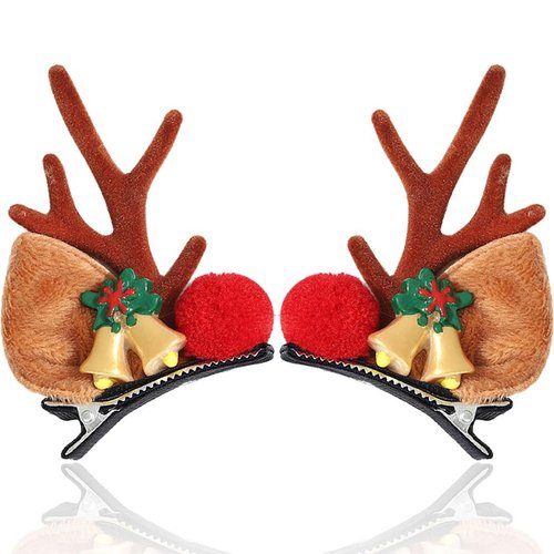 Bartosi Christmas Hair Clips Reindeer Antlers Xmas Hairpins Deer Antler Hair Clip Decorative Christmas Party Hair Accessories for Women and Girls (Pack of 2) (Type C)