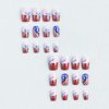 24Pcs Independence Day Press on Nails Medium Length Square Fake Nails Short Patriotic Red French Tip Glue on Nails American Flag Full Cover False Nails 4th of July Star Acrylic Nails for Women