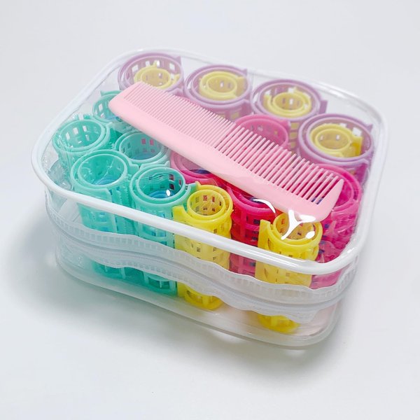 MOODKEY 30PCS Plastic Hair Rollers Set Heatless Roller Hair Curlers Snap on Rollers Self Grip Rollers Hairdressing Curlers Tools for DIY Hairdressing Hair Salon (5 Size)