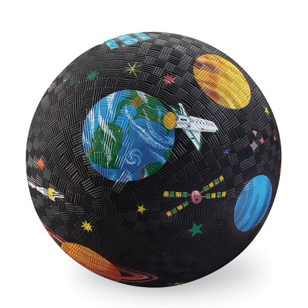 Crocodile Creek Playground Ball - Durable Rubber Ball for Kids Ages 3 and Up - Bouncy Inflatable Ball for Kickball, Indoor Games, and Outdoor Sports - PVC-Free - Space Exploration - 5-inch Diameter