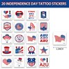 20Pcs 4th of July Tattoos Kids Adults,Independence Day Face Body Temporary Tattoo Stickers Waterproof Red Blue White Accessories American Flag USA Star Patriotic Memorial Labor Day Party Decorations