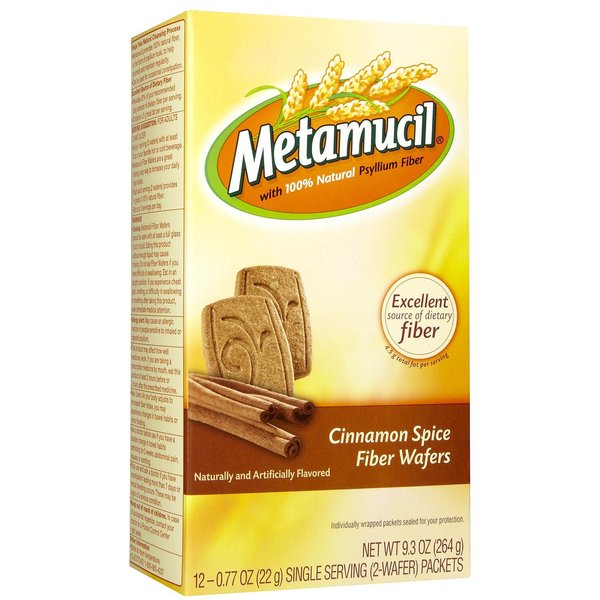 Metamucil Fiber Laxative/Fiber Supplement Fiber Wafers, Cinnamon Spice, 12- (0.85 oz) doses 24 g
