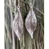 Wavy Leaf on Sterling Silver Dangle Earrings Bohemian Boho