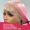 SOKU 13x6 Lace Front Wigs Pre Plucked 32 Inch Long Straight Lace Frontal Wigs with Baby Hair Ombre Pink Synthetic Wigs with Light Pink Roots Free Part Glueless HD Silky Straight Wigs for Women