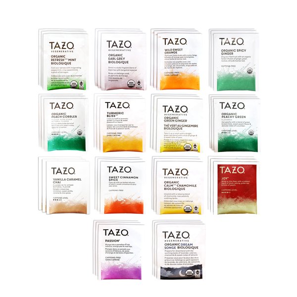 Tazo Tea Bags Sampler Assortment Variety Pack Gift Box ( 42 Count ) 14 Different Flavors Gifts for Her Him Women Men Tea Lovers Couples Family Friends Coworker