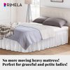 RIMELA White Bed Skirt Queen 15 Inch Drop Silky Luxurious Fabric, Wrinkle and Fade Resistant with Adjustable Elastic Belt Easy to Install Machine Washable Dust Ruffles Bedskirt for Matress Box Spring