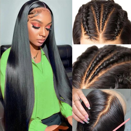 28 Inch 13x6 Lace Front Wigs Human Hair Pre Plucked Straight Bye Bey Knots Pre Bleached HD Lace Front Human Hair Wig 180 Density Frontal Lace Wig Glueless Wigs Human Hair with Baby Hair for Women