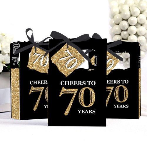 Big Dot of Happiness Adult 70th Birthday - Gold - Birthday Party Favor Boxes - Set of 12