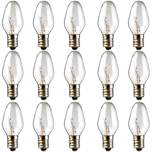 OuuKoo Salt Lamp Bulbs - 15 Watt Light Bulbs for Scentsy Wax Warmer - C7 Replacement Bulbs for Plug in Wax Diffuser- Warmwhite - Dimmable,15 Packs