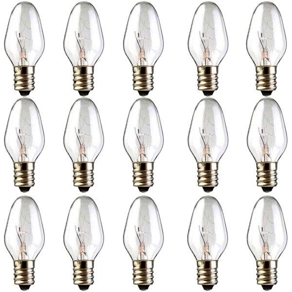 OuuKoo Salt Lamp Bulbs - 15 Watt Light Bulbs for Scentsy Wax Warmer - C7 Replacement Bulbs for Plug in Wax Diffuser- Warmwhite - Dimmable,15 Packs