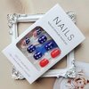 24Pcs Press on Nails Short Square Cute Fake Nails Patriotic Element False Nails Full Cover Nails Press ons Short Nail Tips Art Kit French Acrylic Rose Gold Glitter Stick on Nails Glue on Nails Set