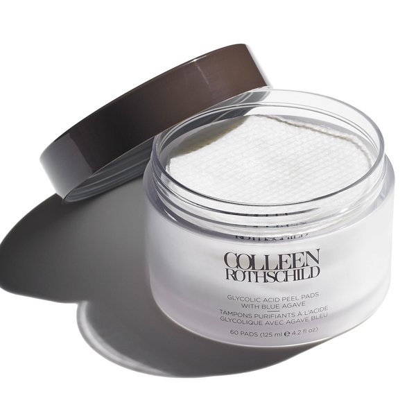 COLLEEN ROTHSCHILD Glycolic Acid Peel Pads with Blue Agave | Gentle Spa-Strength Treatment | Resurface, Brighten, Smooth & Exfoliate Skin | 60 Pads (4.2 fl oz)