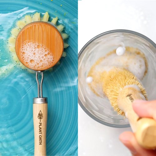 Bamboo Dish Brush Set #01 | Eco-Friendly Kitchen Cleaning Kit | Sustainable Gift | Bridal Friends Family | Plastic-Free Tools