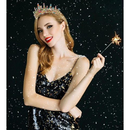 Velscrun Rainbow Color Crystal Birthday Tiara Crowns for Women Girls Elegant Princess Crown with Combs Birthday Girl Headband Sash Happy Birthday Party Decorations Birthday Gift Hair Accessories