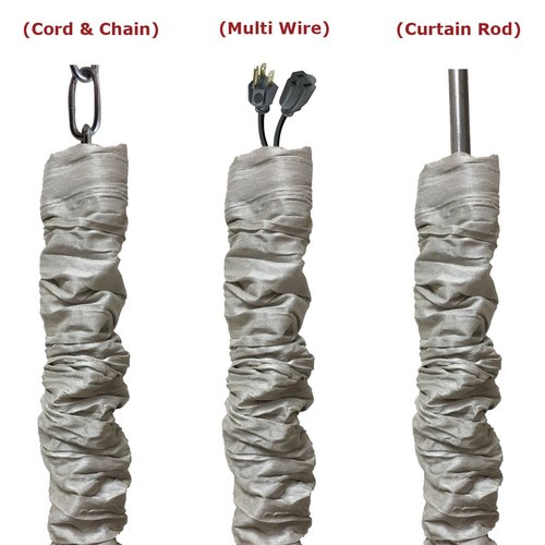 RDI Cord & Chain Cover 4 feet Silk Type Fabric, Chandelier Pendant Lighting Chain & Cable Management, Touch Fastener, Gray - 1 Pack