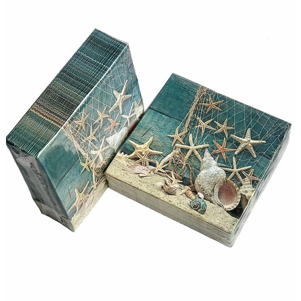 40-ct 13x13 Beautiful Starfish...Tangled | Nautical Coastal Beach Paper Napkin | Decoupage Dinner Napkins