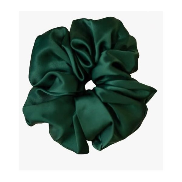Generic Satin Hair Rubber Bands Scrunchy Anti-Hair-Breakage for Women & Girls (Green), 1 Count (Pack of 1)